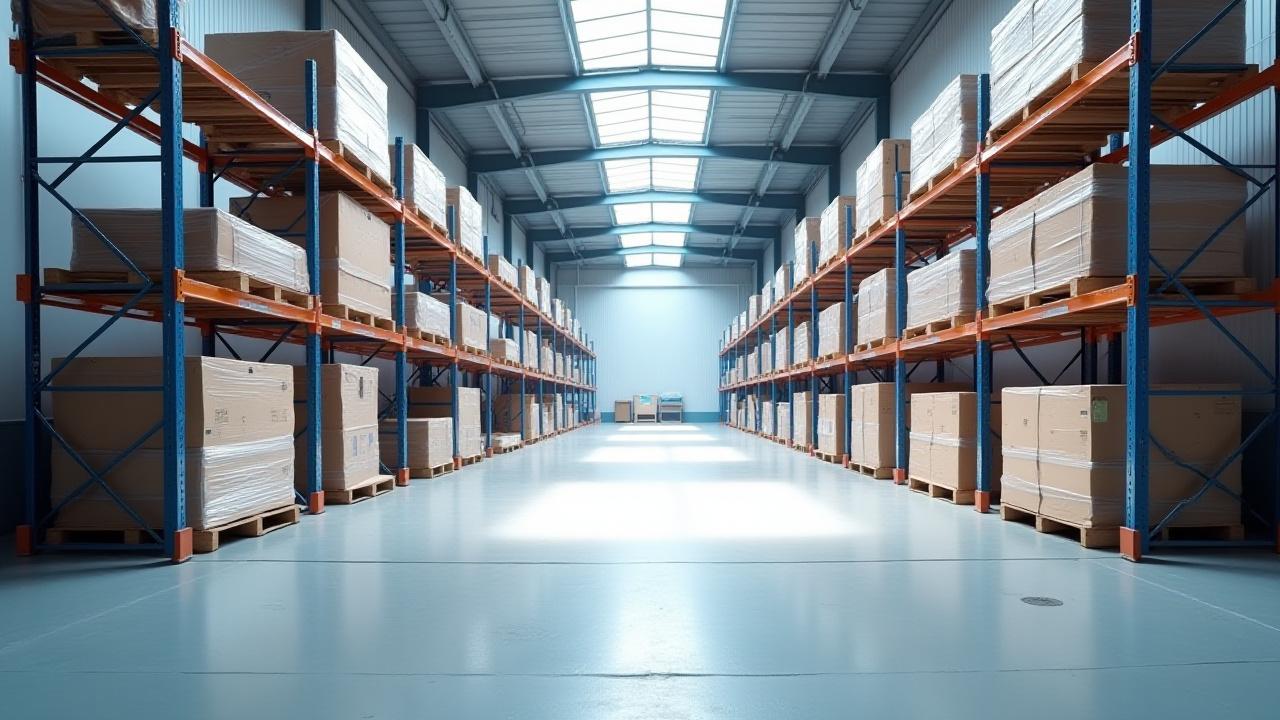 Clean and organized Brooklyn freight warehouse with stacked pallets
